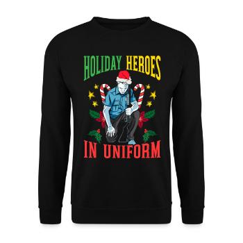 Héros des Fêtes en uniforme Police du Père Noël - Sweat-shirt Unisexe - noir - Devant - Alina (178cm) & Michal (187cm)