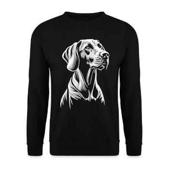 Gentle strength: Weimaraner in pure white - Unisex Sweatshirt - black - Front - Alina (178cm) & Michal (187cm)