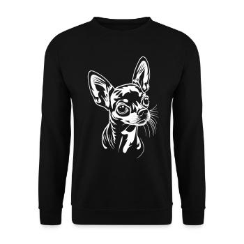 Pure elegance: the Chihuahua portrait in white - Unisex Sweatshirt - black - Front - Alina (178cm) & Michal (187cm)