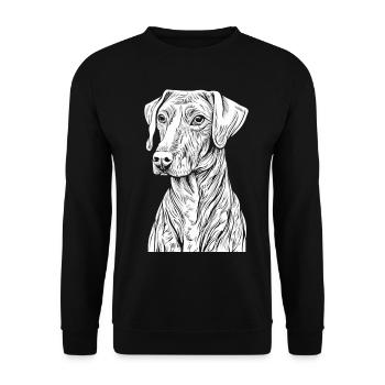 Gentle strength: Weimaraner in pure white - Unisex Sweatshirt - black - Front - Alina (178cm) & Michal (187cm)