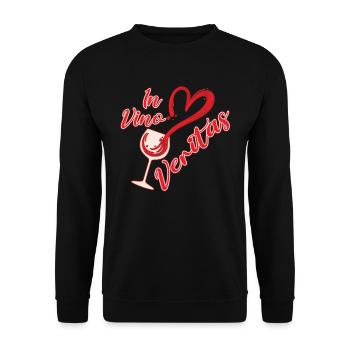 In Vino Veritas Herzglas - Unisex Sweatshirt - black - Front - Alina (178cm) & Michal (187cm)