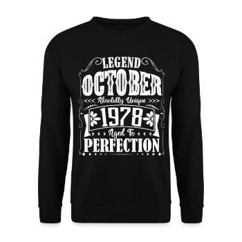 Octobre 1978. Cadeau d'Anniversaire octobre 1978. - Sweat-shirt Unisexe - noir - Devant - Alina (178cm) & Michal (187cm)