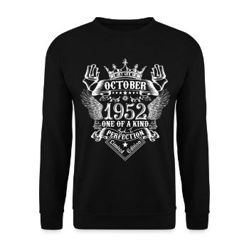 October 1952 anniversary 1952 October - Unisex Sweatshirt - black - Front - Alina (178cm) & Michal (187cm)