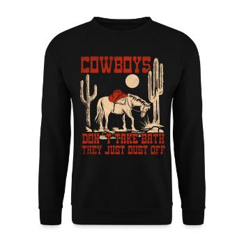 Cowboys Dont Take Bath - They Just Dust Off Rodeo - Unisex Pullover - Schwarz - Vorne - Alina (178cm) & Michal (187cm)