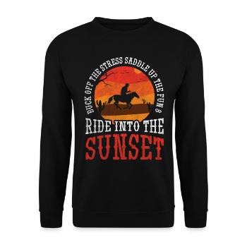 Buck Off The Stress & Saddle Up The Fun Rodeo - Unisex Pullover - Schwarz - Vorne - Alina (178cm) & Michal (187cm)