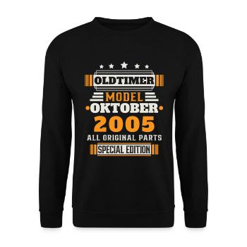 Oldtimer Oktober 2005 Geburtstag Geschenk - Unisex Pullover - Schwarz - Vorne - Alina (178cm) & Michal (187cm)