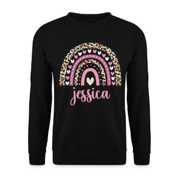 Jessica Regenbogen Name Geburtstag Jessica - Unisex Pullover - Schwarz - Vorne - Alina (178cm) & Michal (187cm)