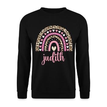 Judith Regenbogen Name Geburtstag Judith - Unisex Pullover - Schwarz - Vorne - Alina (178cm) & Michal (187cm)