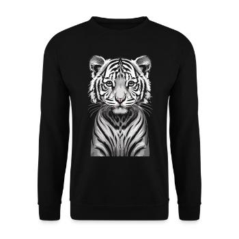 Kindliche Faszination: Das Bengalische Tigerbaby - Unisex Pullover - Schwarz - Vorne - Alina (178cm) & Michal (187cm)