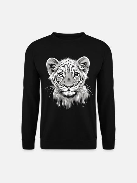 Winzige Wildheit: Das Weißlöwen-Baby im Porträt - Unisex Pullover - Schwarz