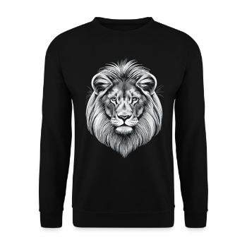 Mystical elegance: a Siberian lion in white - Unisex Sweatshirt - black - Front - Alina (178cm) & Michal (187cm)
