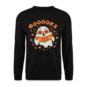 Literary Ghost World: The Bookworm Ghost - Unisex Sweatshirt - black - Front - Alina (178cm) & Michal (187cm)