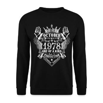 Octobre 1978 anniversaire 1978 Octobre - Sweat-shirt Unisexe - noir - Devant - Alina (178cm) & Michal (187cm)