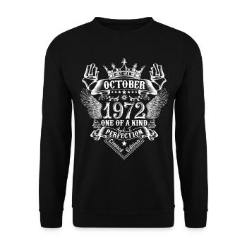 Oktober 1972 Jahrestag 1972 Oktober - Unisex Pullover - Schwarz - Vorne - Alina (178cm) & Michal (187cm)