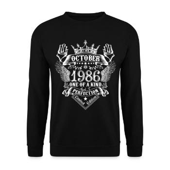 October 1986 anniversary 1986 October - Unisex Sweatshirt - black - Front - Alina (178cm) & Michal (187cm)