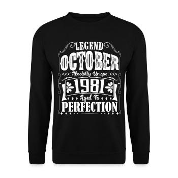 Octobre 1981. Cadeau d'Anniversaire octobre 1981. - Sweat-shirt Unisexe - noir - Devant - Alina (178cm) & Michal (187cm)
