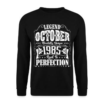 October 1985. October 1985 Birthday Gift. - Unisex Sweatshirt - black - Front - Alina (178cm) & Michal (187cm)