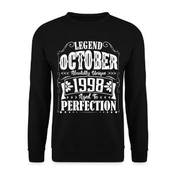 October 1998. October 1998 Birthday Gift. - Unisex Sweatshirt - black - Front - Alina (178cm) & Michal (187cm)