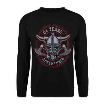 64 Years of Norse Adventures - 64th Birthday - Unisex Sweatshirt - black - Front - Alina (178cm) & Michal (187cm)