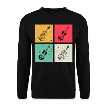 Many Retro Box With Violin Violinist Music Violini - Unisex Pullover - Schwarz - Vorne - Alina (178cm) & Michal (187cm)