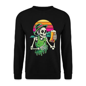 Plaisir de la bière d’Halloween avec squelette, le festival s’éveille - Sweat-shirt Unisexe - noir - Devant - Alina (178cm) & Michal (187cm)