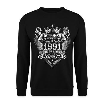 October 1991 anniversary 1991 October - Unisex Sweatshirt - black - Front - Alina (178cm) & Michal (187cm)
