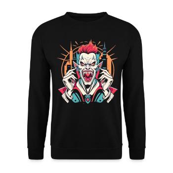 Creepy Bloodsucker - Dark Halloween Power - Unisex Sweatshirt - black - Front - Alina (178cm) & Michal (187cm)