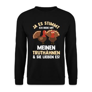 Truthuhn Truthahn - Unisex Pullover - Schwarz - Vorne - Alina (178cm) & Michal (187cm)
