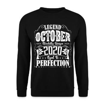 Oktober 2020. Geburtstagsgeschenk Oktober 2020. - Unisex Pullover - Schwarz - Vorne - Alina (178cm) & Michal (187cm)