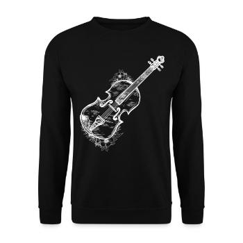 Flower With Violin Violinist Musician Violin Play - Unisex Pullover - Schwarz - Vorne - Alina (178cm) & Michal (187cm)