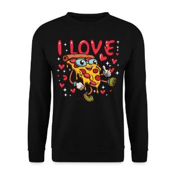 Pizza Passion - Show your love for pizza! - Unisex Sweatshirt - black - Front - Alina (178cm) & Michal (187cm)