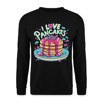 Breakfast love - Avec une passion pour les crêpes - Sweat-shirt Unisexe - noir - Devant - Alina (178cm) & Michal (187cm)