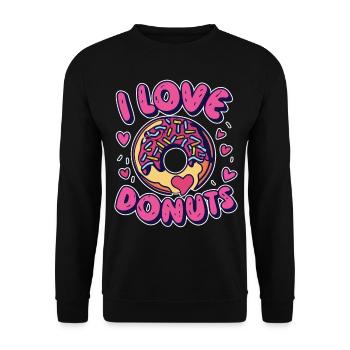 I love Donuts - Célébrez votre amour pour les beignets - Sweat-shirt Unisexe - noir - Devant - Alina (178cm) & Michal (187cm)