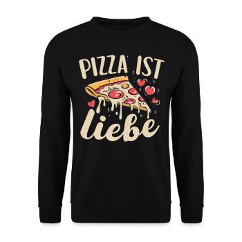 Pizza ist Liebe - Zeige deine Liebe für Pizza! - Unisex Pullover - Schwarz - Vorne - Alina (178cm) & Michal (187cm)