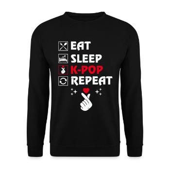 Eating Sleep K-pop Repeat Korean - Unisex Sweatshirt - black - Front - Alina (178cm) & Michal (187cm)