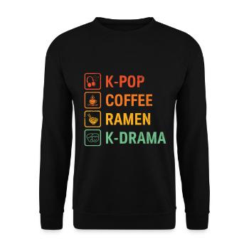 K-pop Café Ramen K-drama Musique pop coréenne - Sweat-shirt Unisexe - noir - Devant - Alina (178cm) & Michal (187cm)