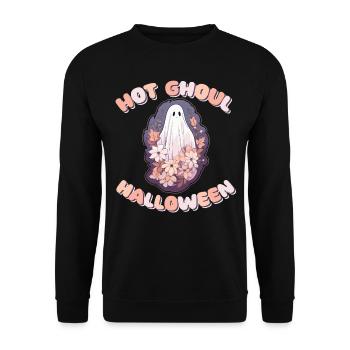 Groovy Ghost Flowers Hot Ghoul Halloween - Unisex Sweatshirt - black - Front - Alina (178cm) & Michal (187cm)