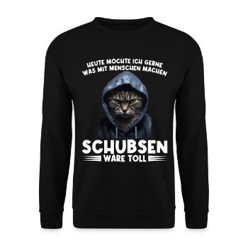 Gerne was mit Menschen machen schubsen wäre toll - Unisex Pullover - Schwarz - Vorne - Alina (178cm) & Michal (187cm)