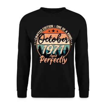 Octobre 1971 anniversaire 1971 légendes Octobre - Sweat-shirt Unisexe - noir - Devant - Alina (178cm) & Michal (187cm)