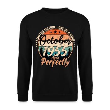Oktober 1955 Jubiläum 1955 Legenden Oktober - Unisex Pullover - Schwarz - Vorne - Alina (178cm) & Michal (187cm)