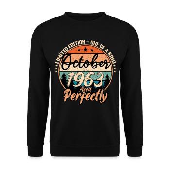 Oktober 1963 Jubiläum 1963 Legenden Oktober - Unisex Pullover - Schwarz - Vorne - Alina (178cm) & Michal (187cm)
