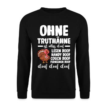 Truthuhn Truthahn - Unisex Pullover - Schwarz - Vorne - Alina (178cm) & Michal (187cm)