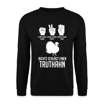 Truthuhn Truthahn - Unisex Pullover - Schwarz - Vorne - Alina (178cm) & Michal (187cm)