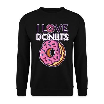 Süße Donuts - Zelebriere deine Liebe für Donuts! - Unisex Pullover - Schwarz - Vorne - Alina (178cm) & Michal (187cm)