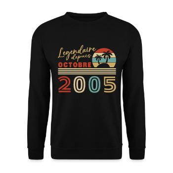 Cadeau D'anniversaire Vintage Rétro Octobre 2005 - Sweat-shirt Unisexe - noir - Devant - Alina (178cm) & Michal (187cm)