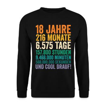 18 Jahre Volljährig Achtzehnter Geburtstag - Unisex Pullover - Schwarz - Vorne - Alina (178cm) & Michal (187cm)
