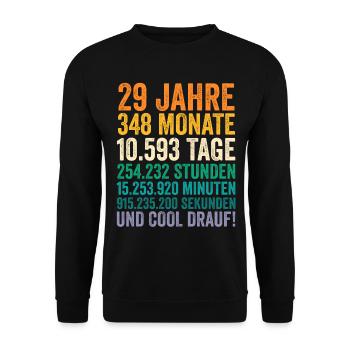 29 Jahre Neunundzwanzigster Geburtstag - Unisex Pullover - Schwarz - Vorne - Alina (178cm) & Michal (187cm)