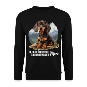 Alpenländische Dachsbracke - Unisex Pullover - Schwarz - Vorne - Alina (178cm) & Michal (187cm)