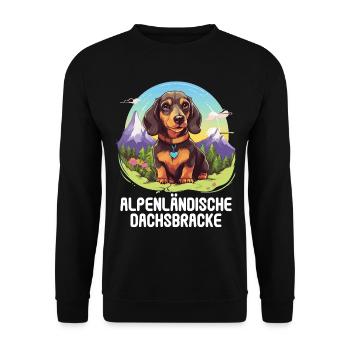 Alpenländische Dachsbracke - Unisex Pullover - Schwarz - Vorne - Alina (178cm) & Michal (187cm)