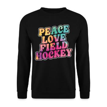 Field Hockey Heart Peace Love - Unisex Sweatshirt - black - Front - Alina (178cm) & Michal (187cm)